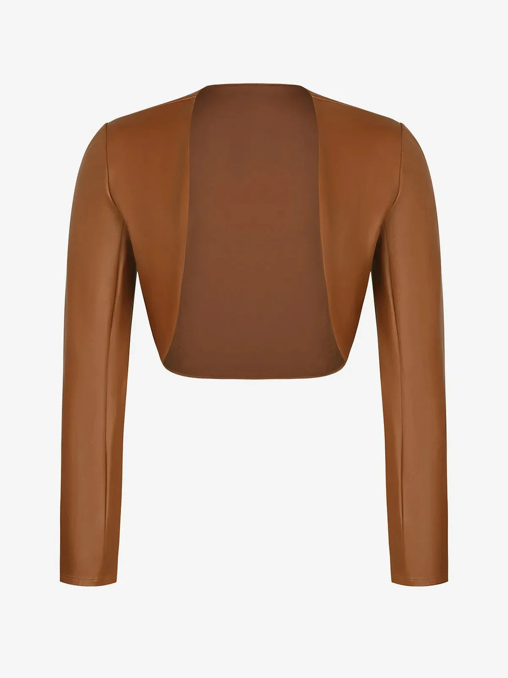 Faux Leather Long Sleeve Bolero Jacket