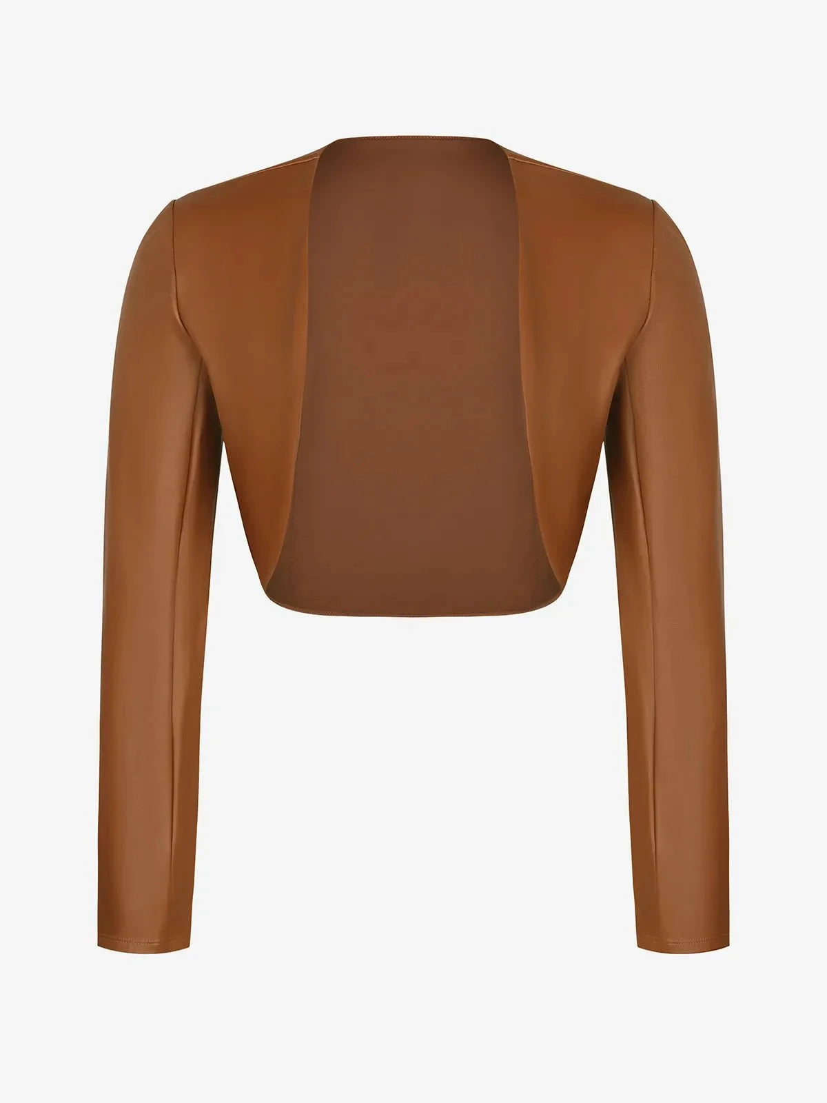 Faux Leather Long Sleeve Bolero Jacket