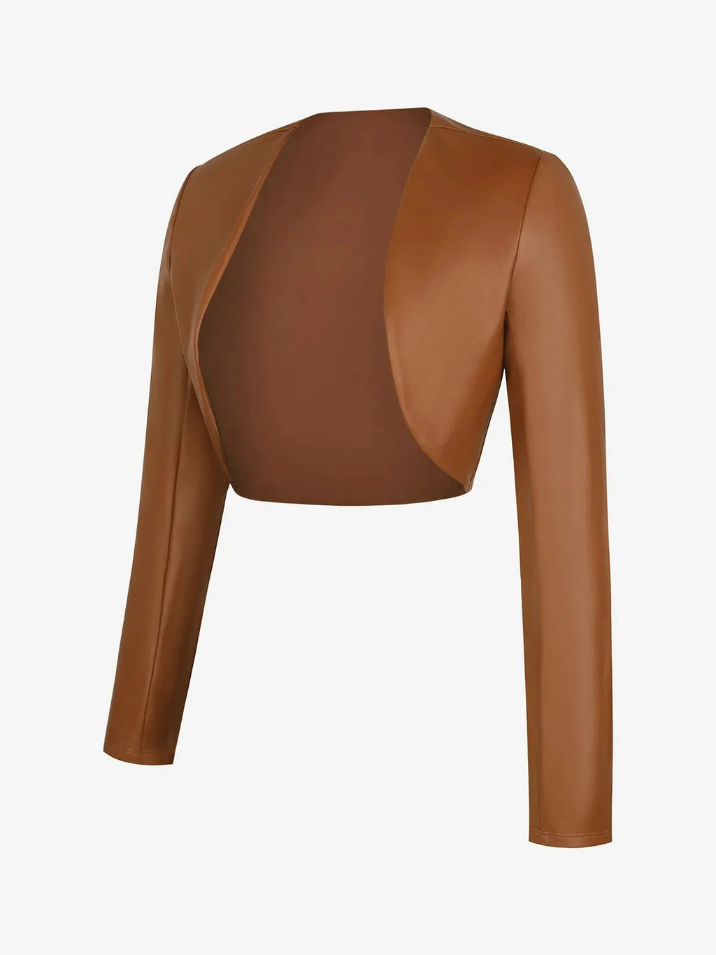 Faux Leather Long Sleeve Bolero Jacket