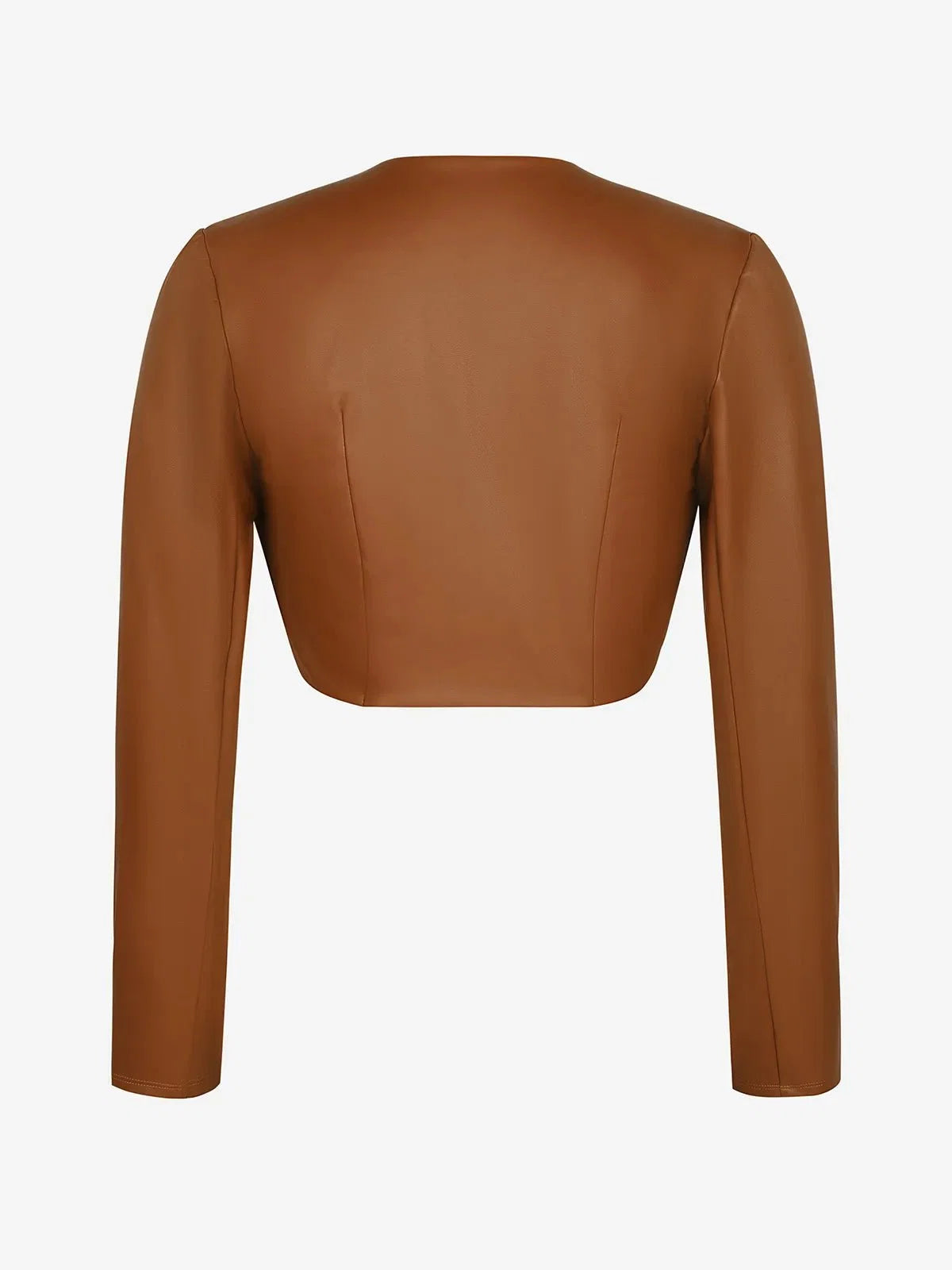 Faux Leather Long Sleeve Bolero Jacket
