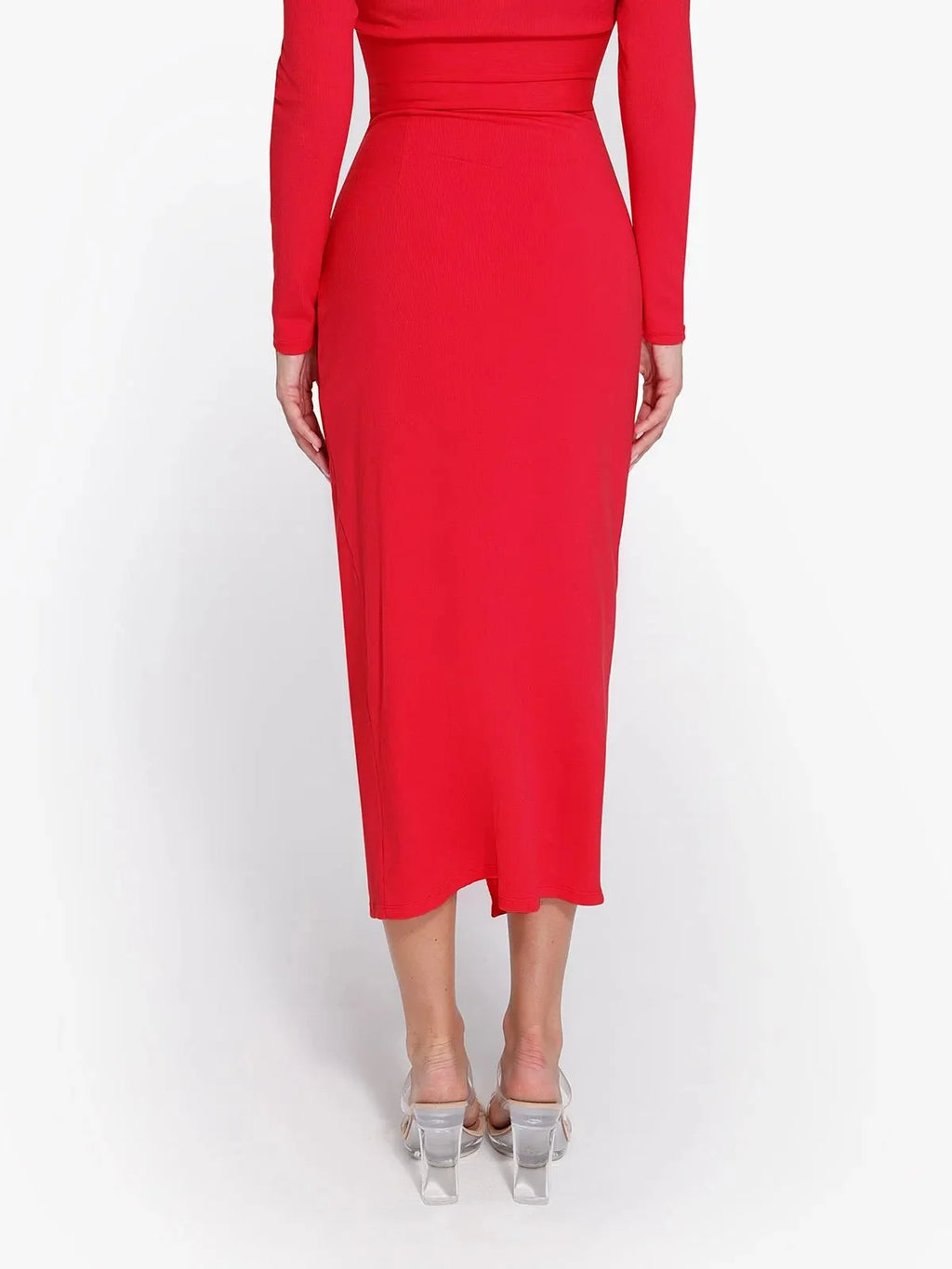Shapewear Rib Modal Built In Sculpting Wrap Midi Skirt
