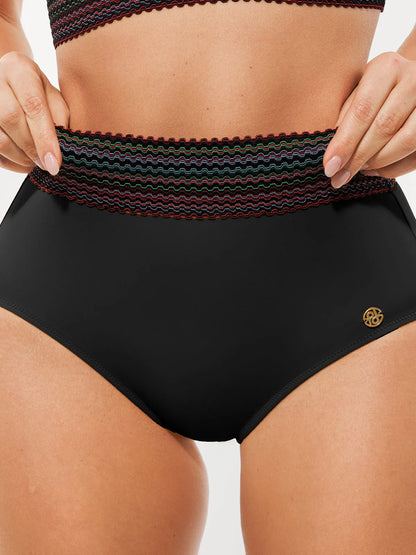 Boho Trim High Waist Tummy Control Bikini Set