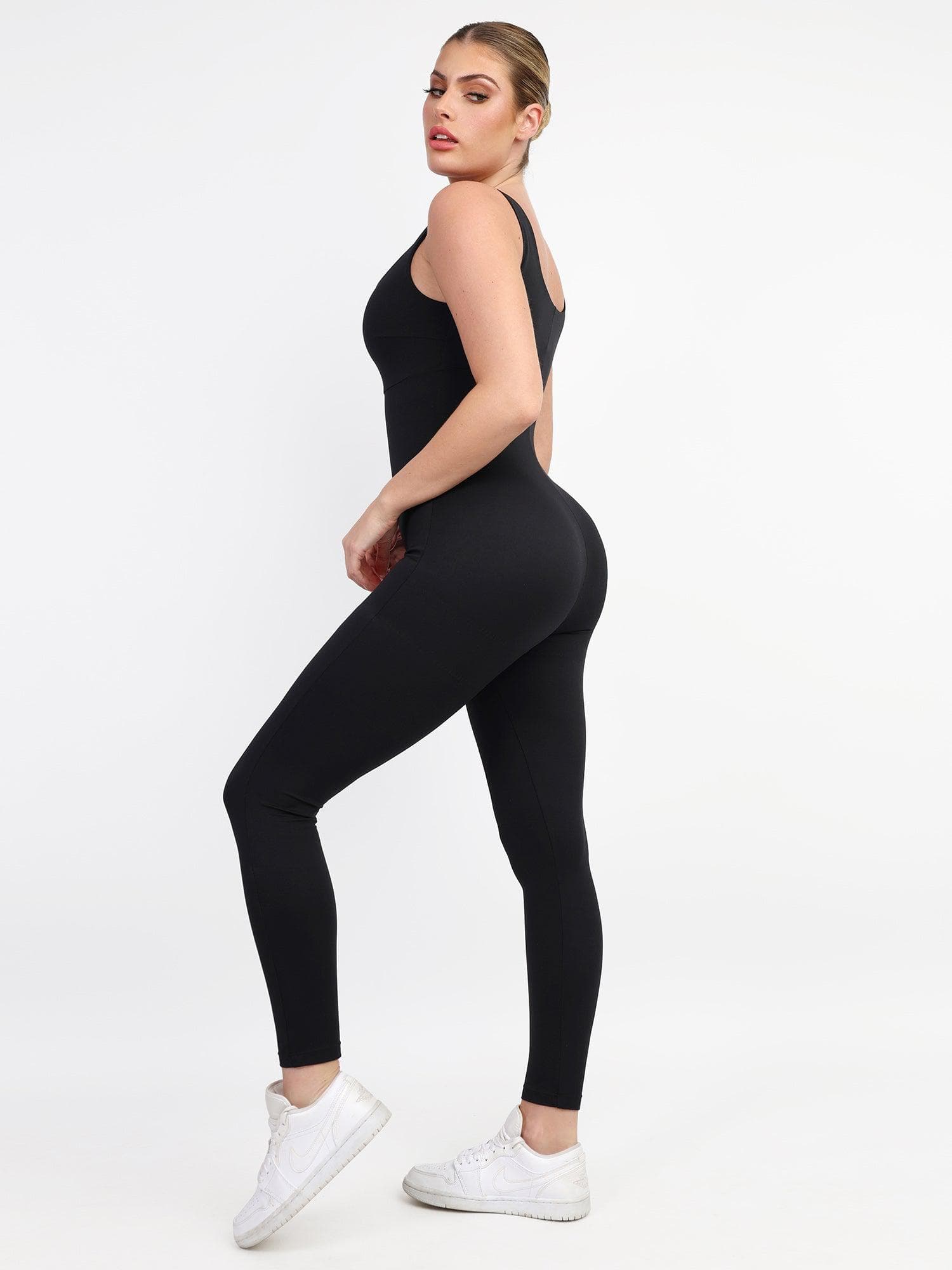 Shapewear Square Neck Slimming Workout Jumpsuit