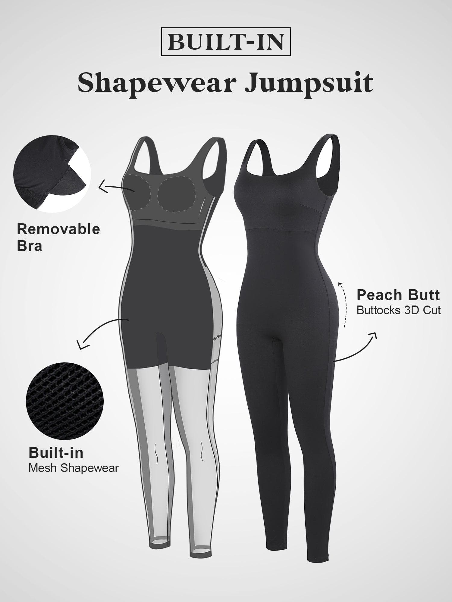 Shapewear Square Neck Slimming Workout Jumpsuit