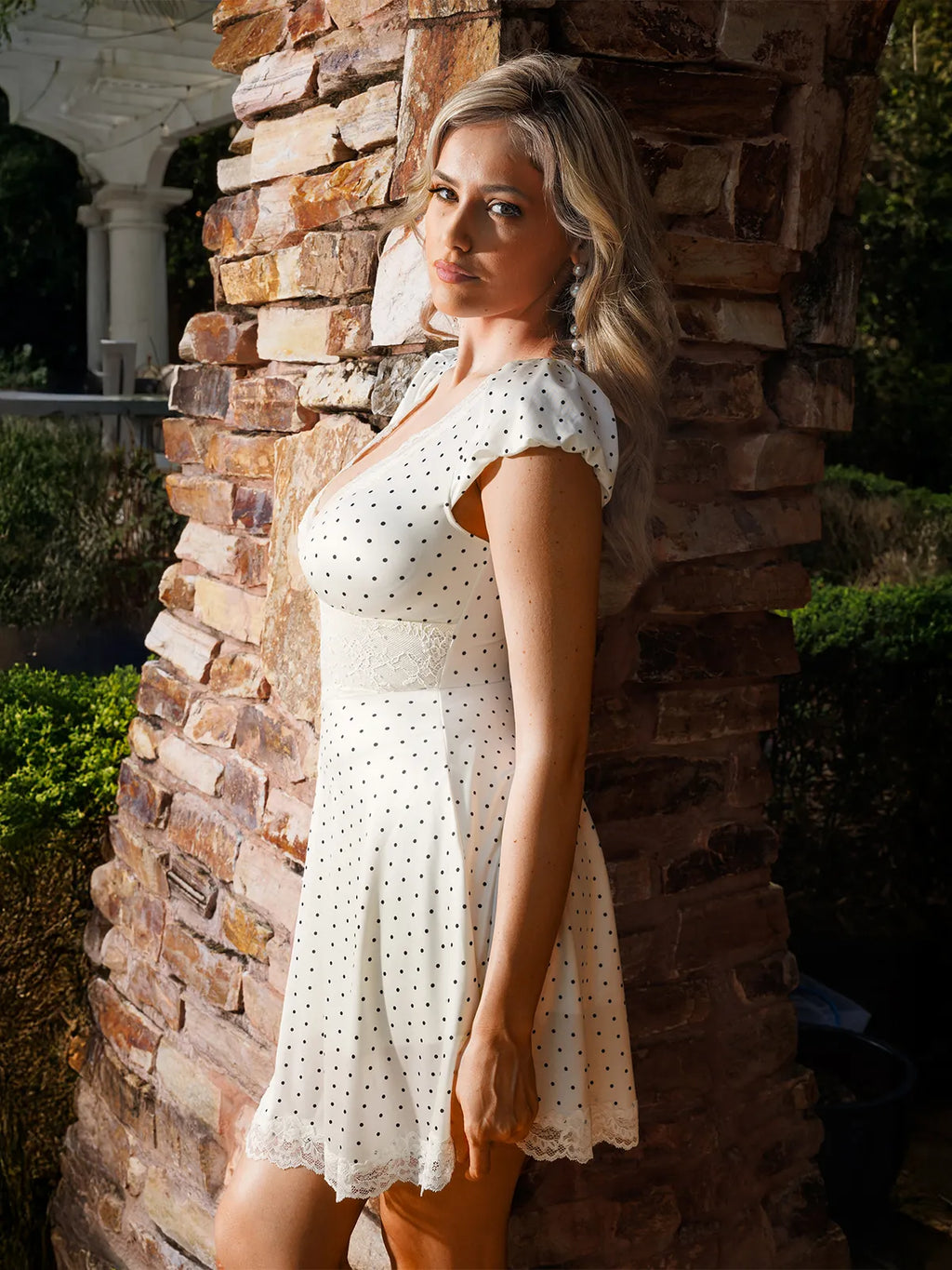 Lace Trim Sculpting Fit & Flare Mini Dress