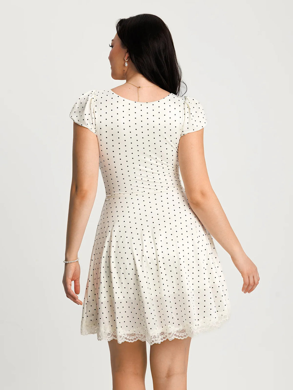 Lace Trim Sculpting Fit & Flare Mini Dress