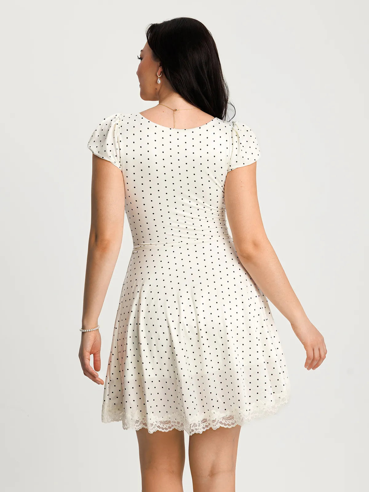 Lace Trim Sculpting Fit & Flare Mini Dress