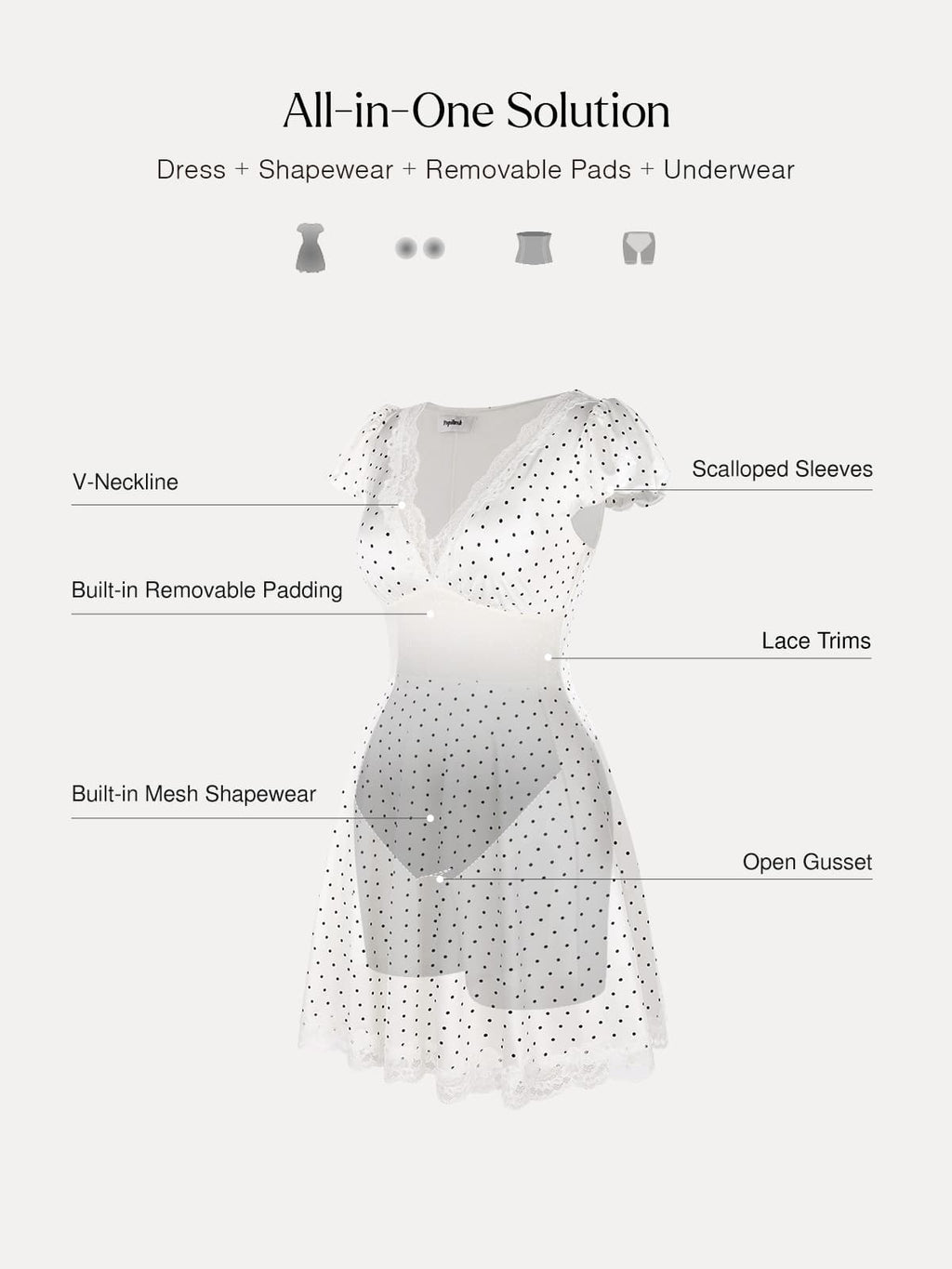 Lace Trim Sculpting Fit & Flare Mini Dress