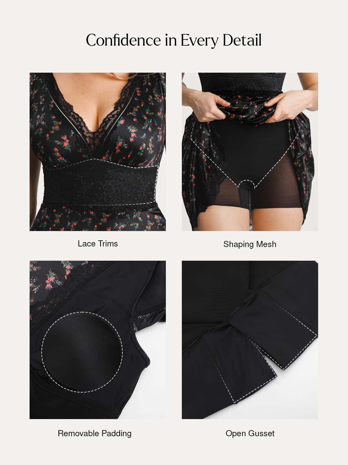 Lace Trim Sculpting Fit & Flare Mini Dress