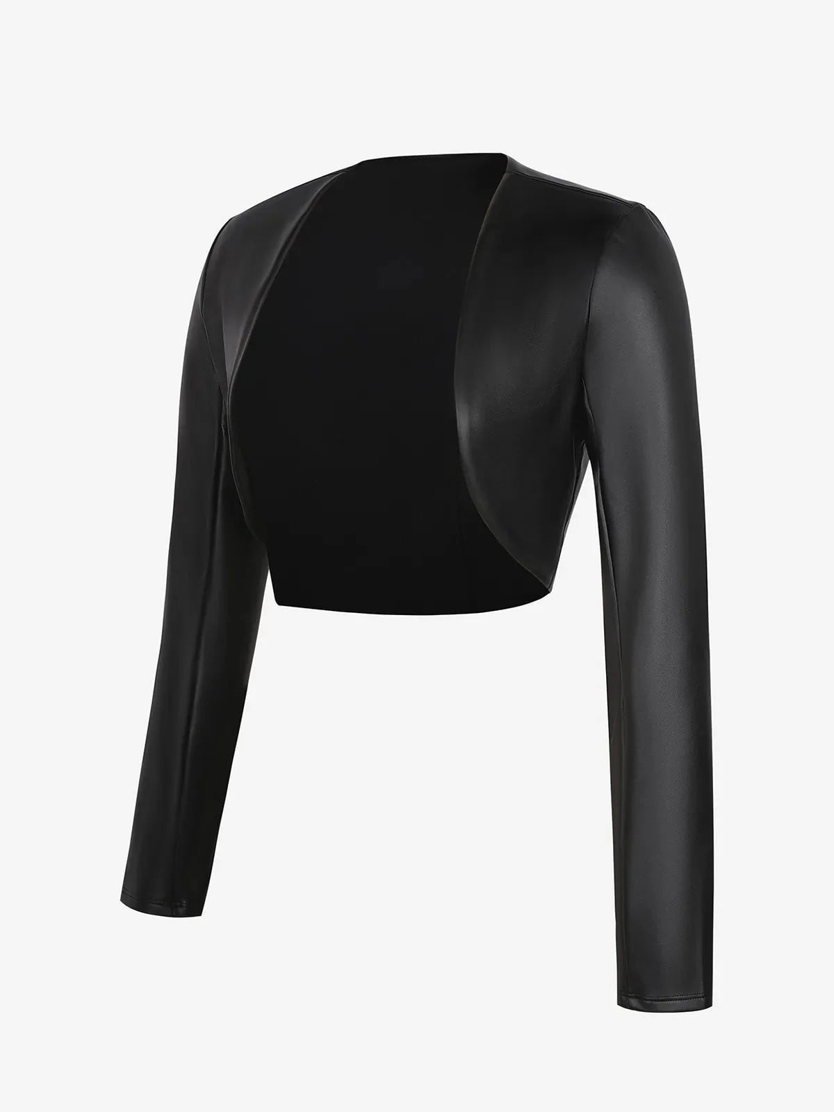 Faux Leather Long Sleeve Bolero Jacket
