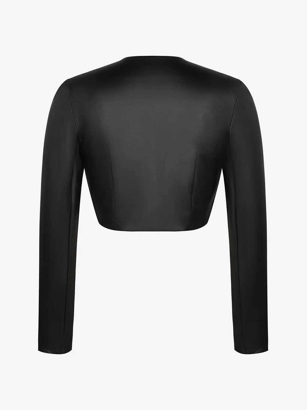 Faux Leather Long Sleeve Bolero Jacket