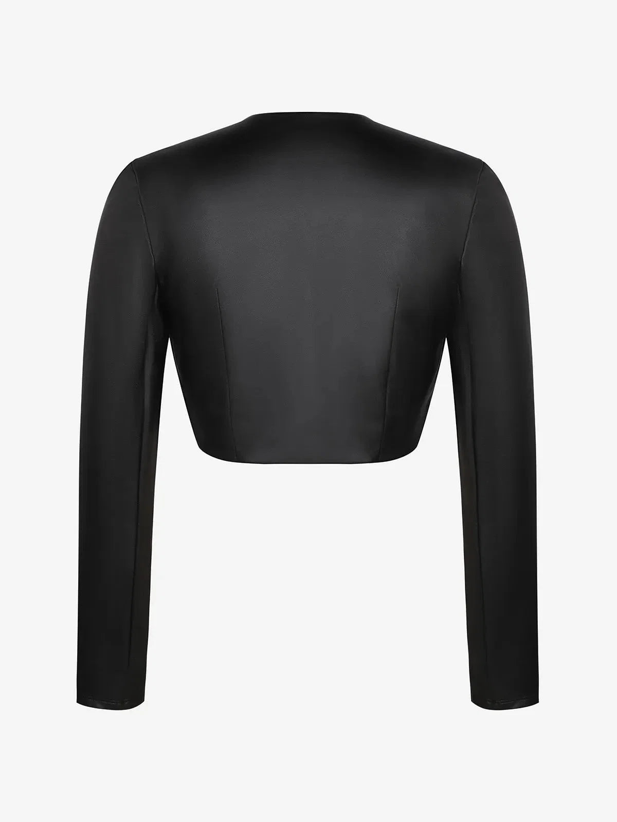 Faux Leather Long Sleeve Bolero Jacket