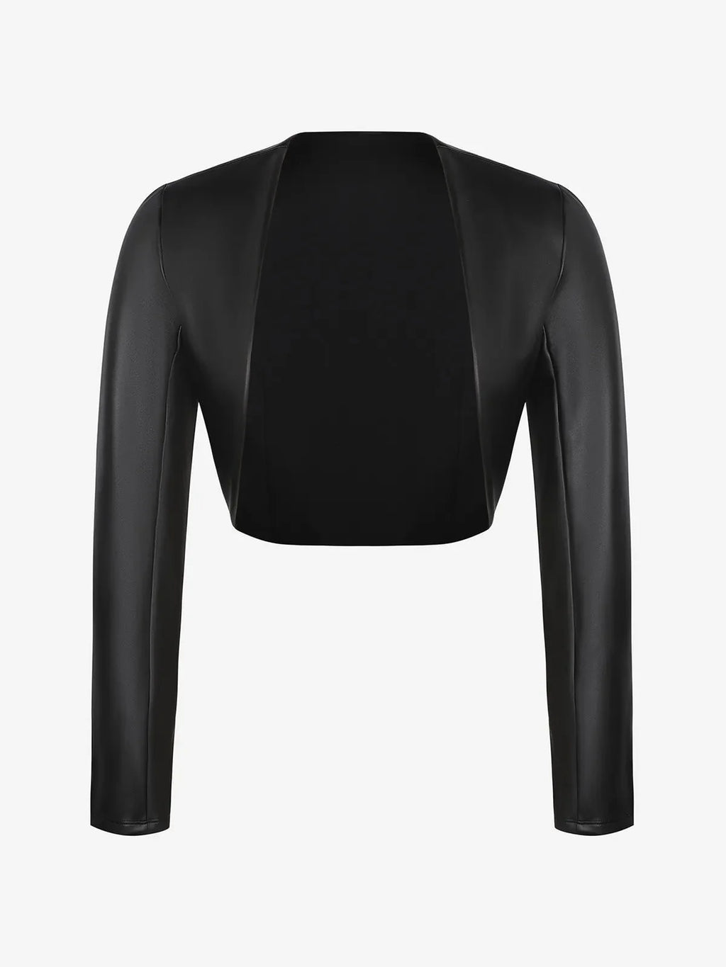 Faux Leather Long Sleeve Bolero Jacket