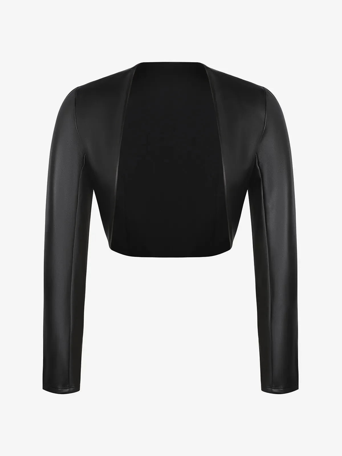 Faux Leather Long Sleeve Bolero Jacket
