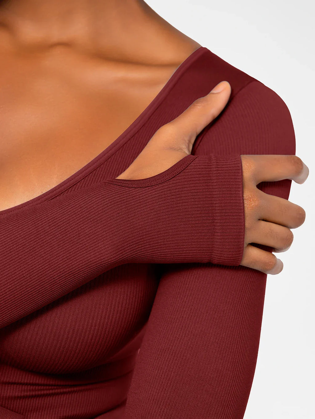 Popilush Ribbed U Neck Built-in Bra Tummy Control Jumpsuit