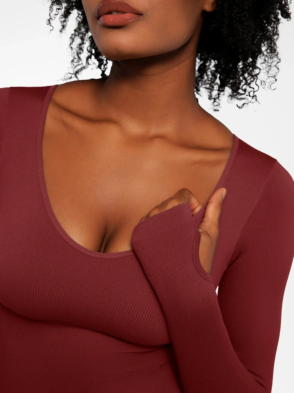 Popilush Ribbed U Neck Built-in Bra Tummy Control Jumpsuit