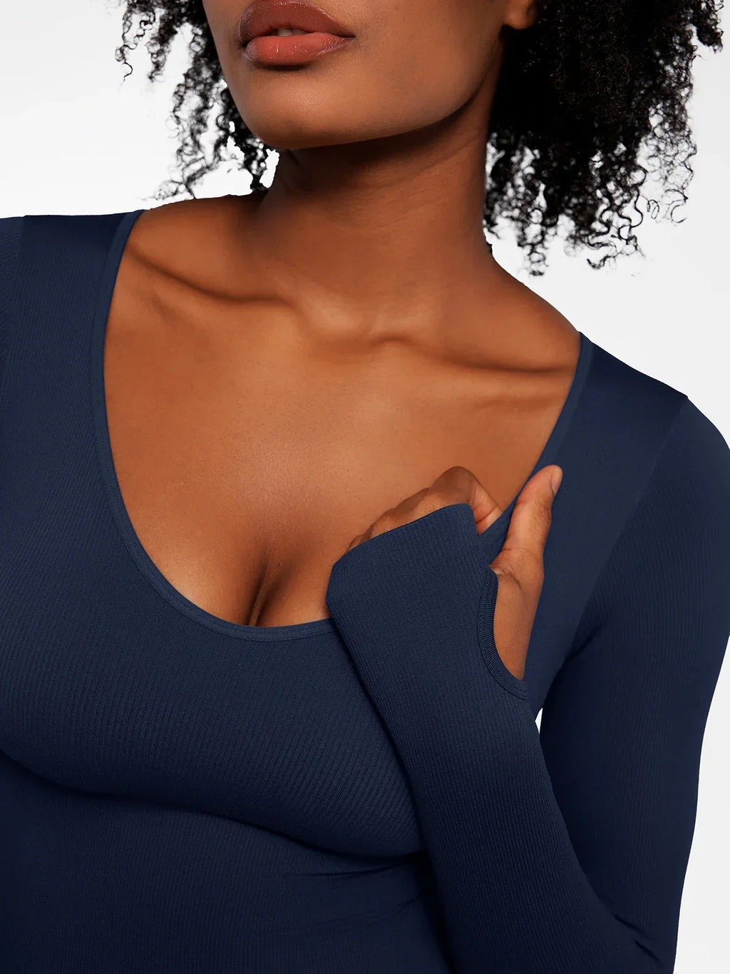 Popilush Ribbed U Neck Built-in Bra Tummy Control Jumpsuit