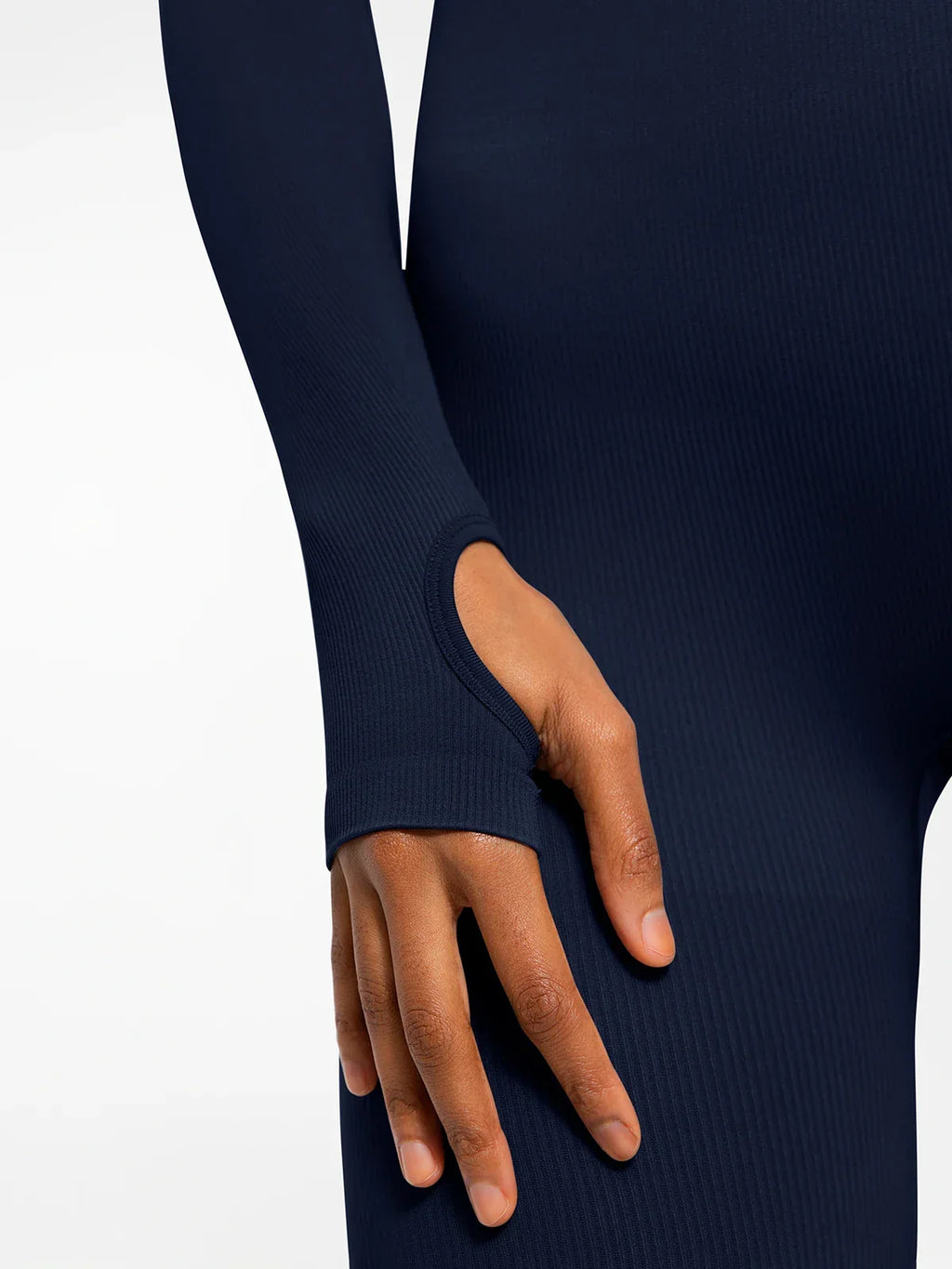 Popilush Ribbed U Neck Built-in Bra Tummy Control Jumpsuit