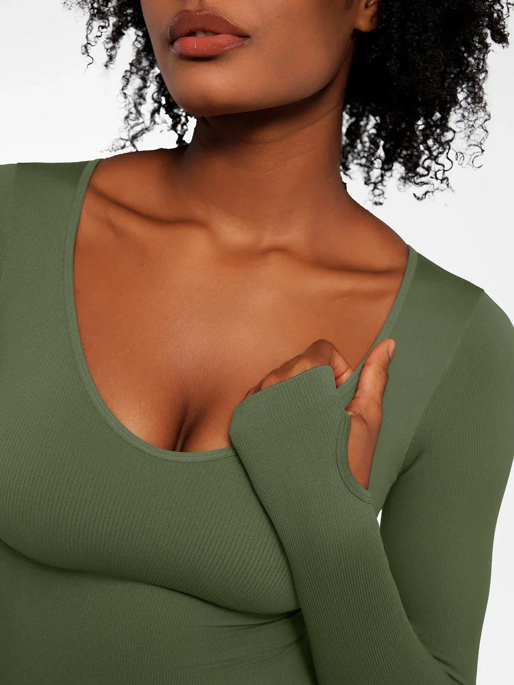 Popilush Ribbed U Neck Built-in Bra Tummy Control Jumpsuit