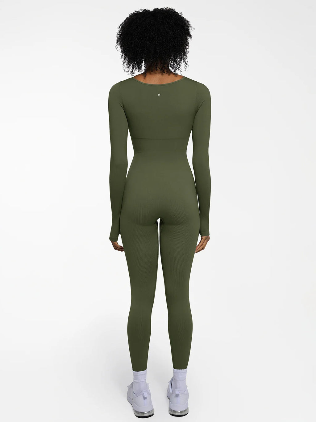 Popilush Ribbed U Neck Built-in Bra Tummy Control Jumpsuit