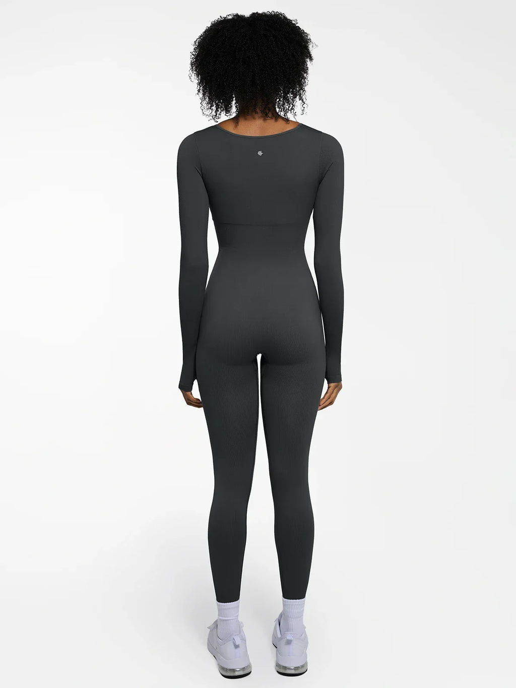 Popilush Ribbed U Neck Built-in Bra Tummy Control Jumpsuit