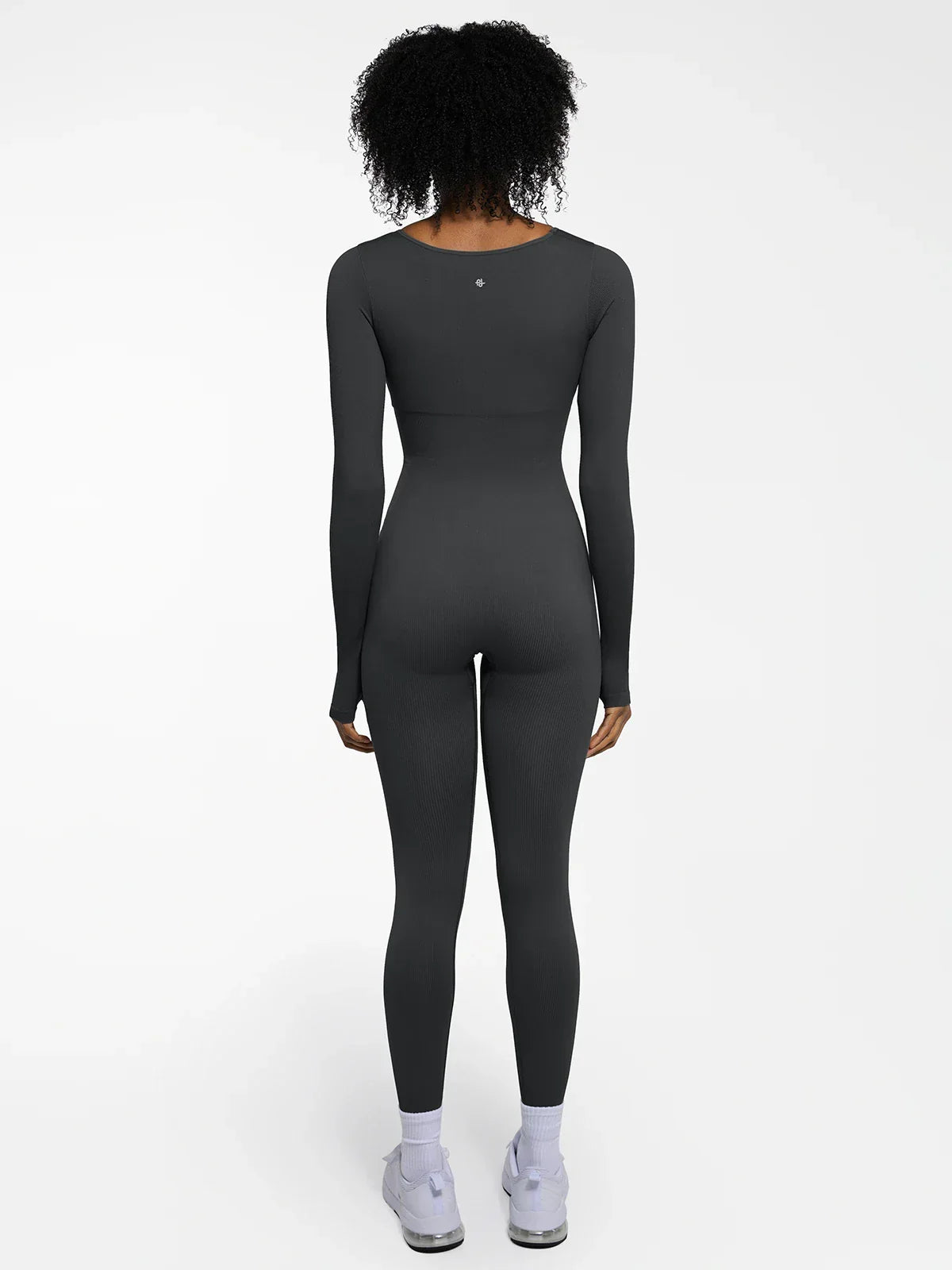 Popilush Ribbed U Neck Built-in Bra Tummy Control Jumpsuit