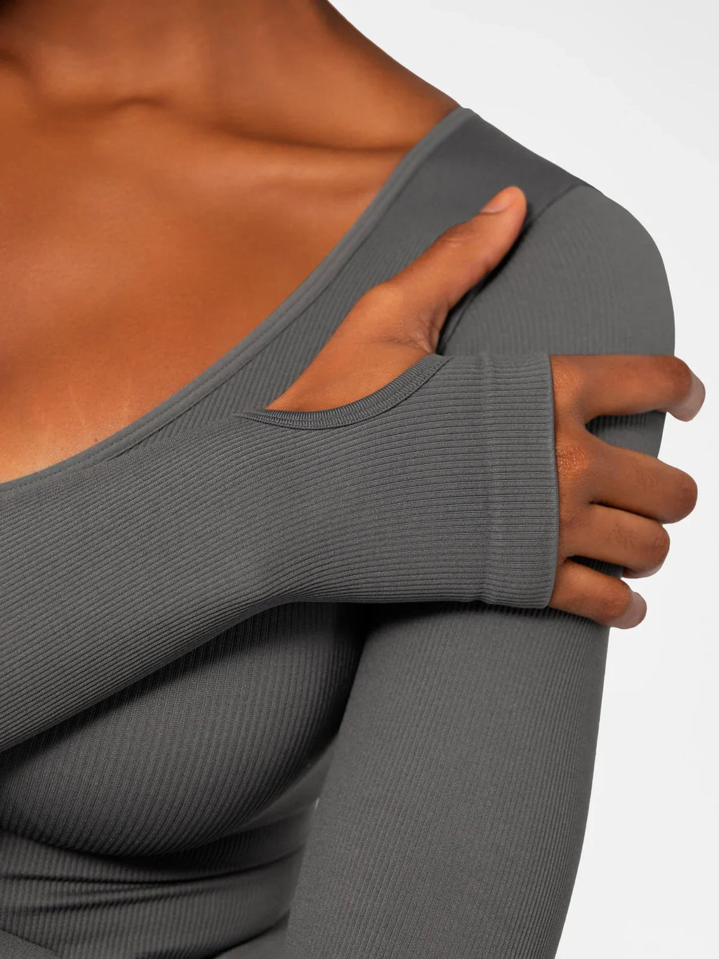 Popilush Ribbed U Neck Built-in Bra Tummy Control Jumpsuit