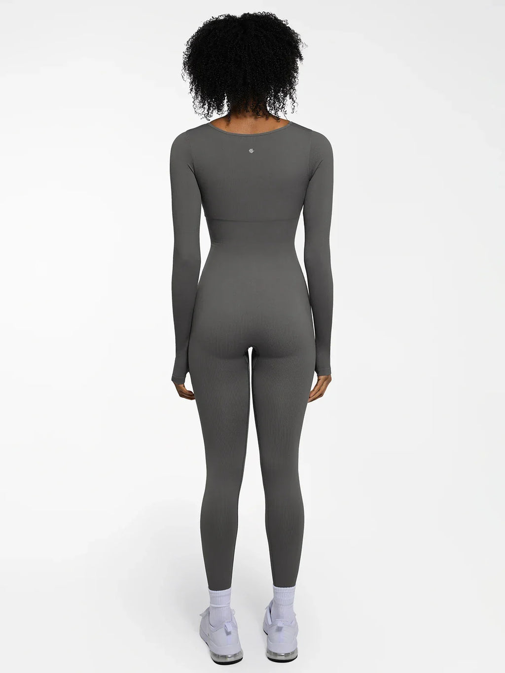 Popilush Ribbed U Neck Built-in Bra Tummy Control Jumpsuit