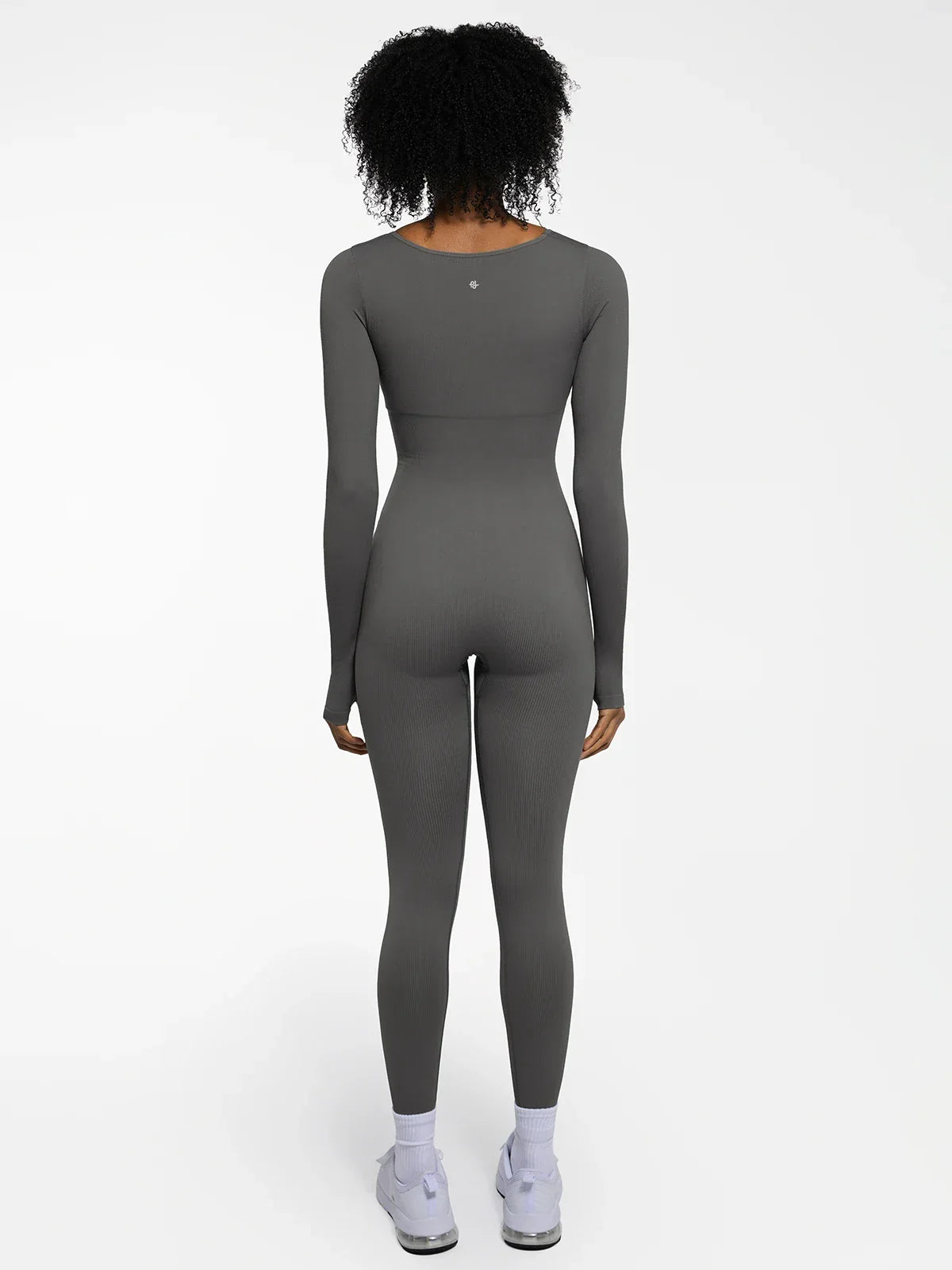 Popilush Ribbed U Neck Built-in Bra Tummy Control Jumpsuit