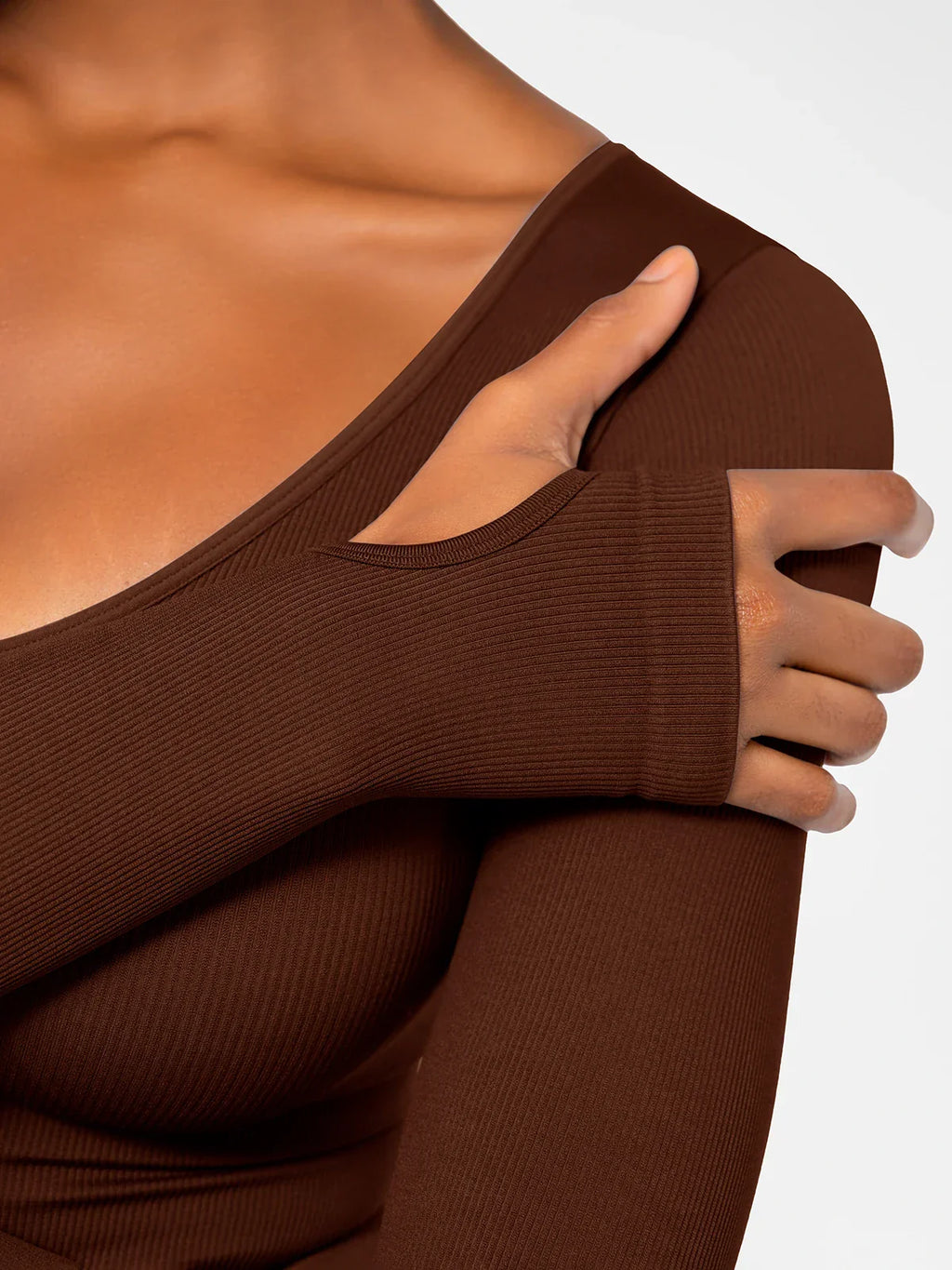 Popilush Ribbed U Neck Built-in Bra Tummy Control Jumpsuit