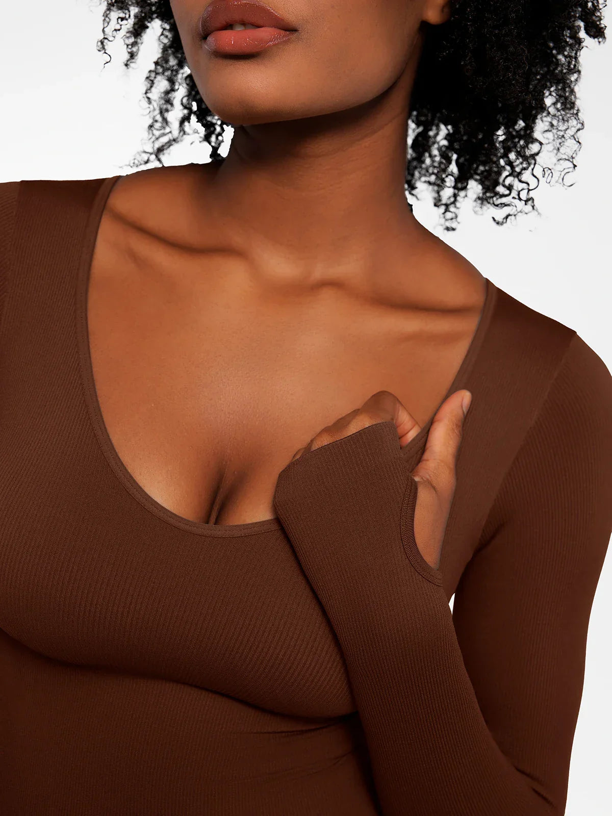 Popilush Ribbed U Neck Built-in Bra Tummy Control Jumpsuit