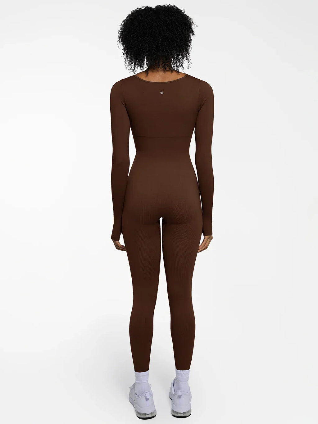 Popilush Ribbed U Neck Built-in Bra Tummy Control Jumpsuit