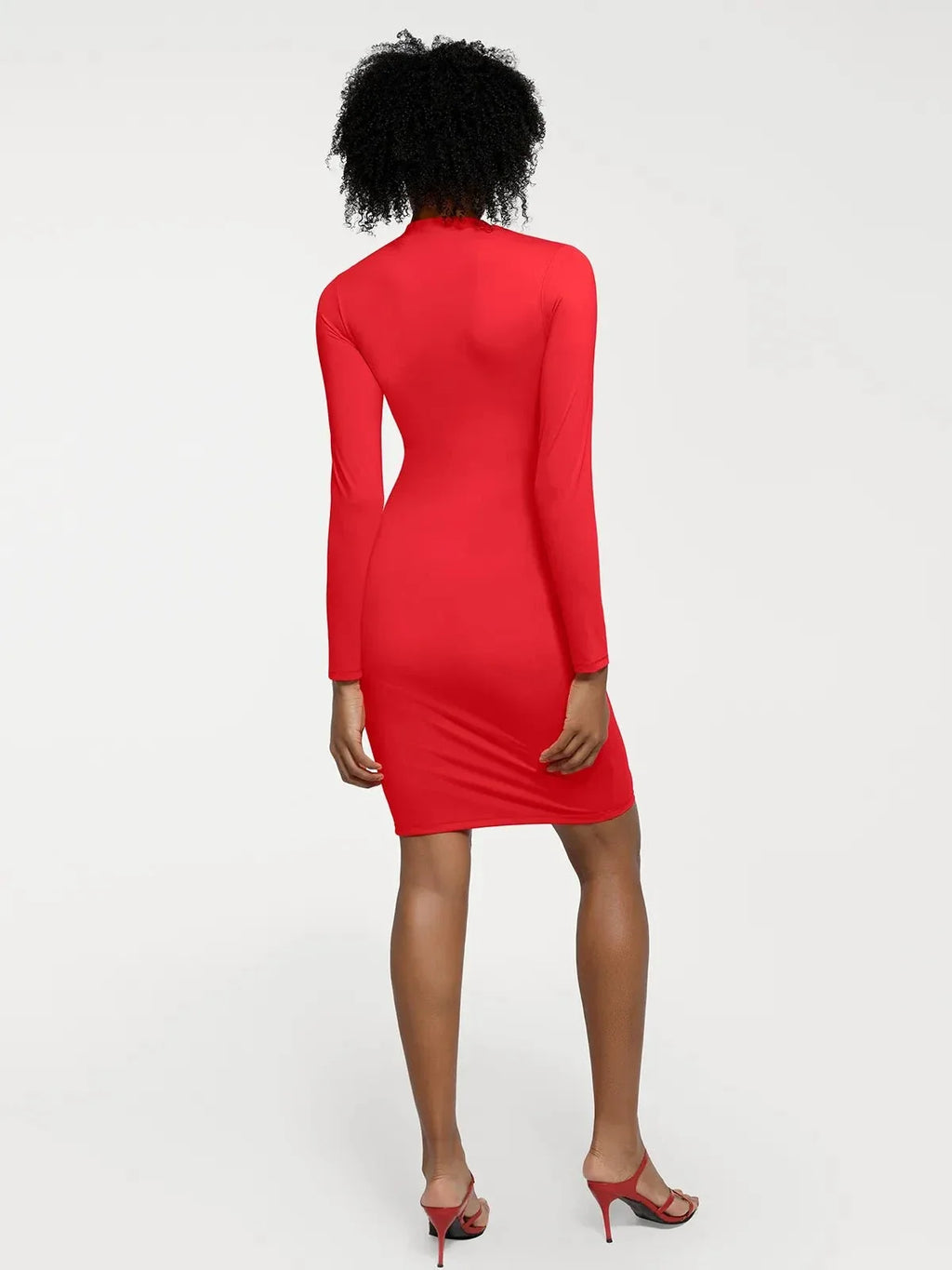 Redtag Thermal Shapewear Long Sleeve Mock Neck Midi Dress