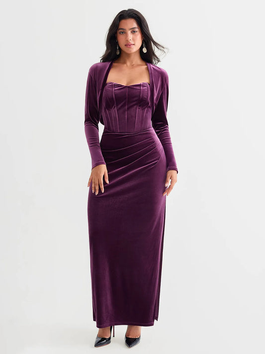 Long-Sleeve Velvet Shrug Bolero