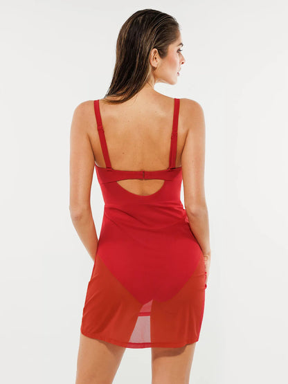 Sculpting Curve Mesh Skirt One-Piece Swimsuit