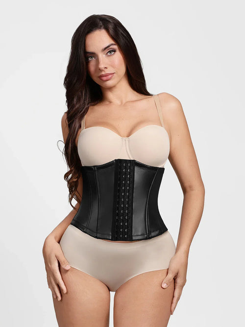 Sculpting Leather Corset Boned Waist Cincher