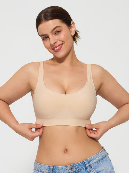 Seamless Adjustable Wide-Strap Underwire-Free Smoothing Bra