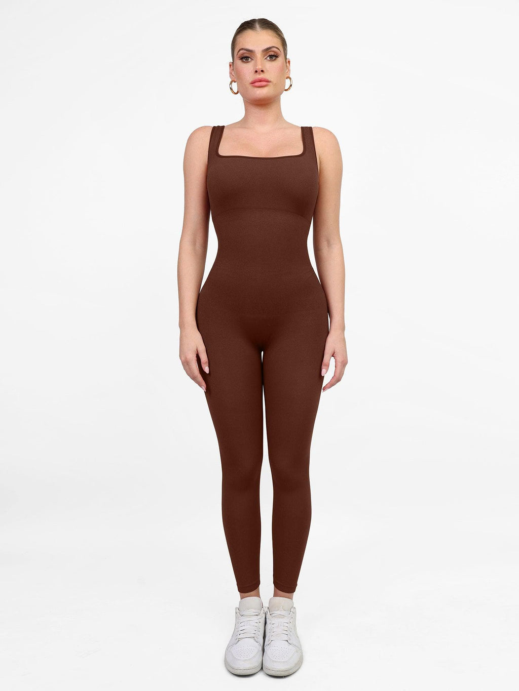 Shapewear Square Neck Tank Workout Seamless Jumpsuit