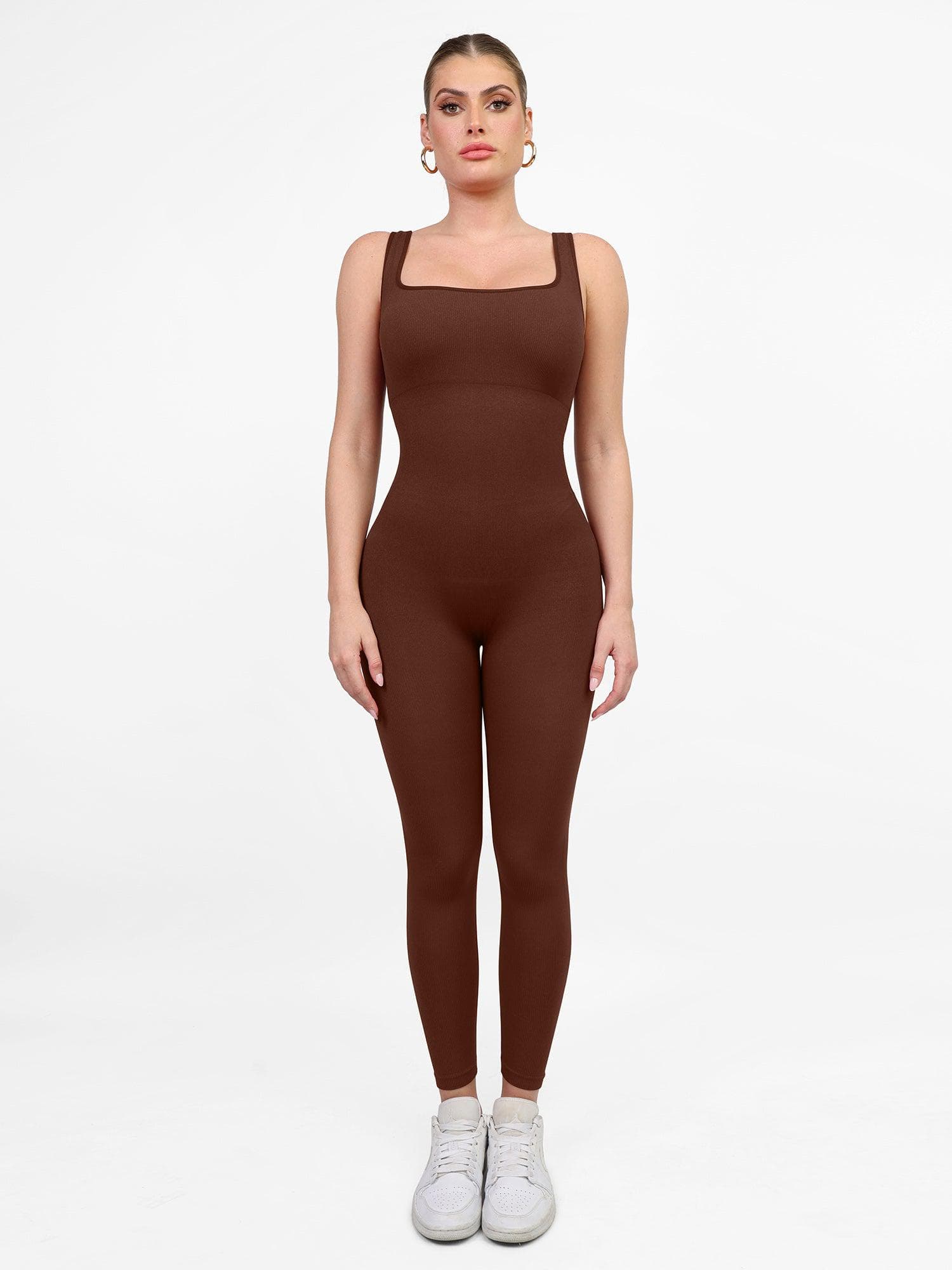 Shapewear Square Neck Tank Workout Seamless Jumpsuit