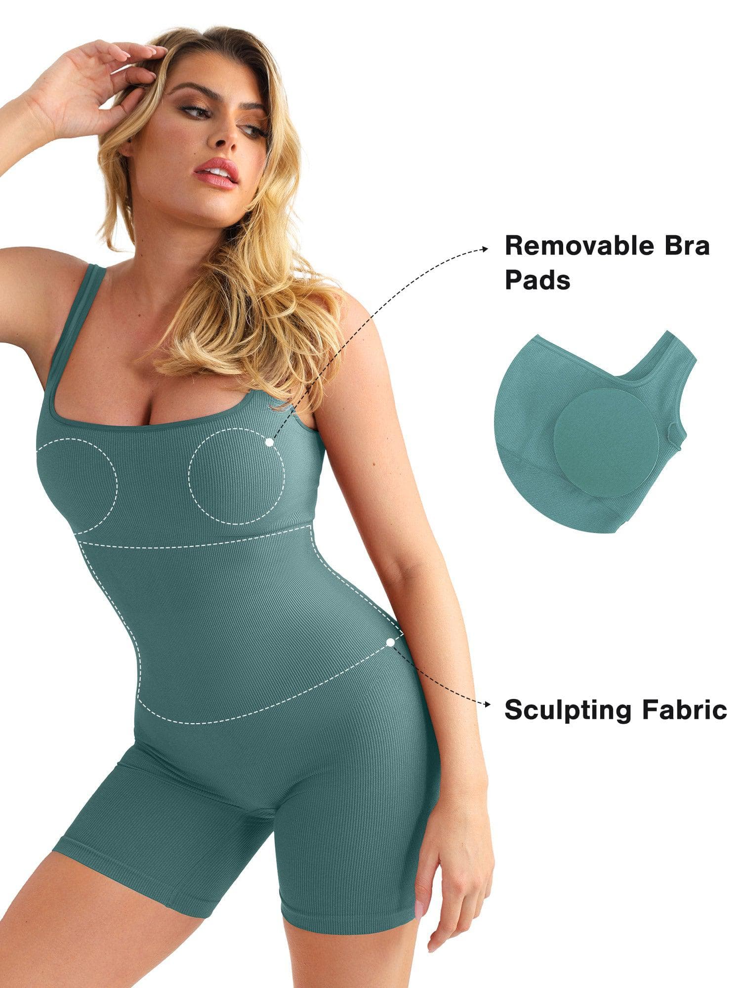 Shapewear Square Neck Seamless Smoothing Sport Romper