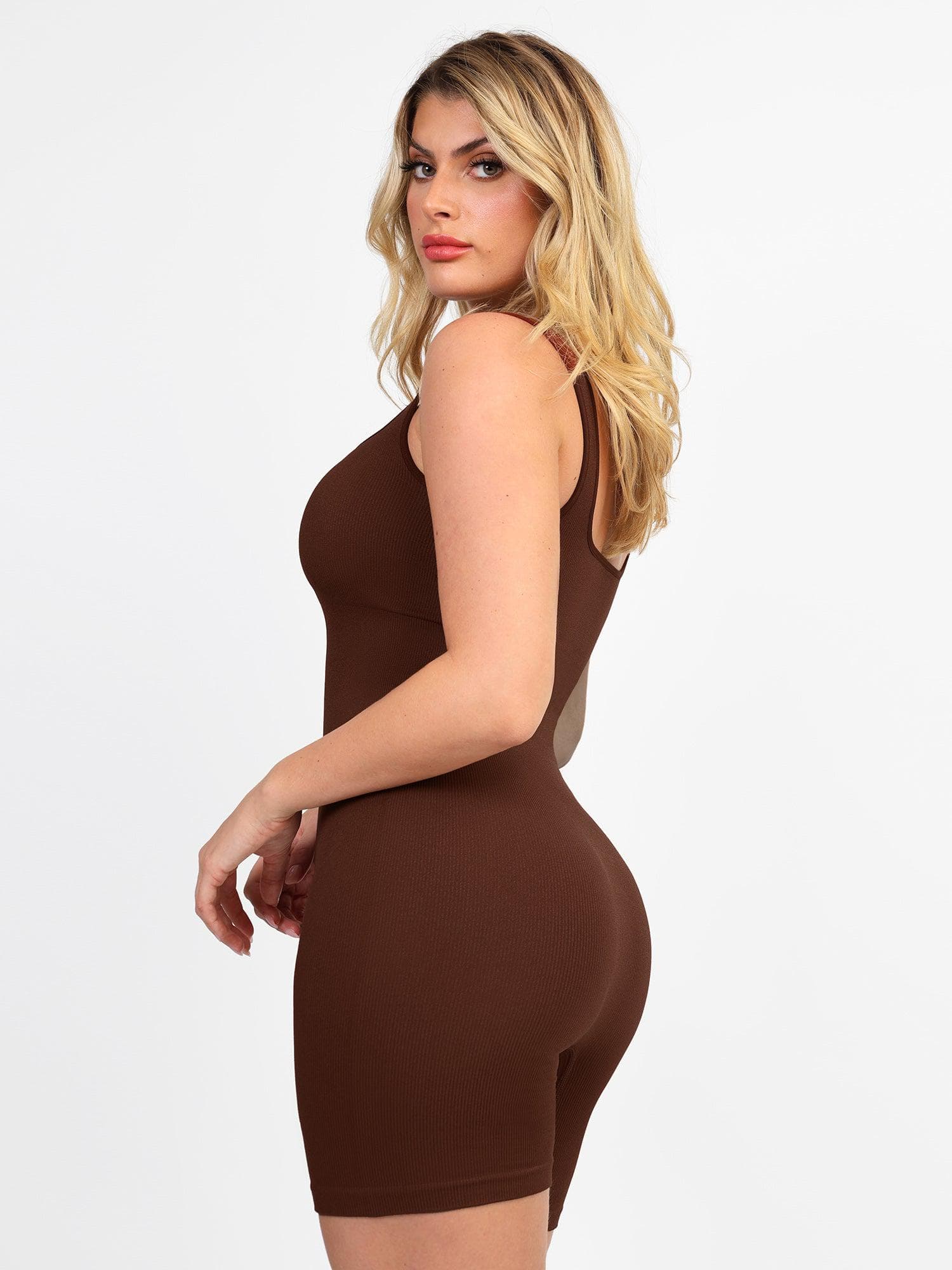 Shapewear Square Neck Seamless Smoothing Sport Romper