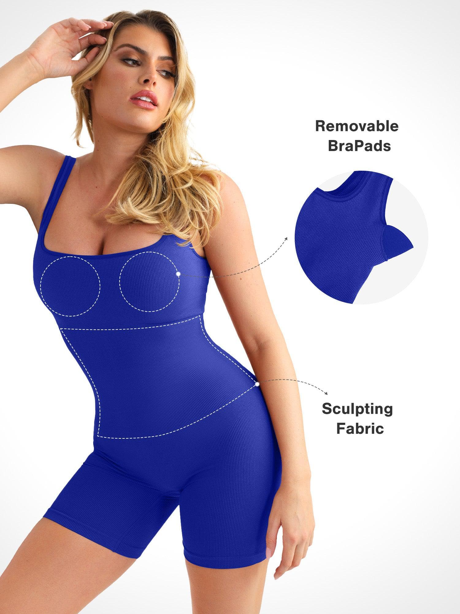 Shapewear Square Neck Seamless Smoothing Sport Romper