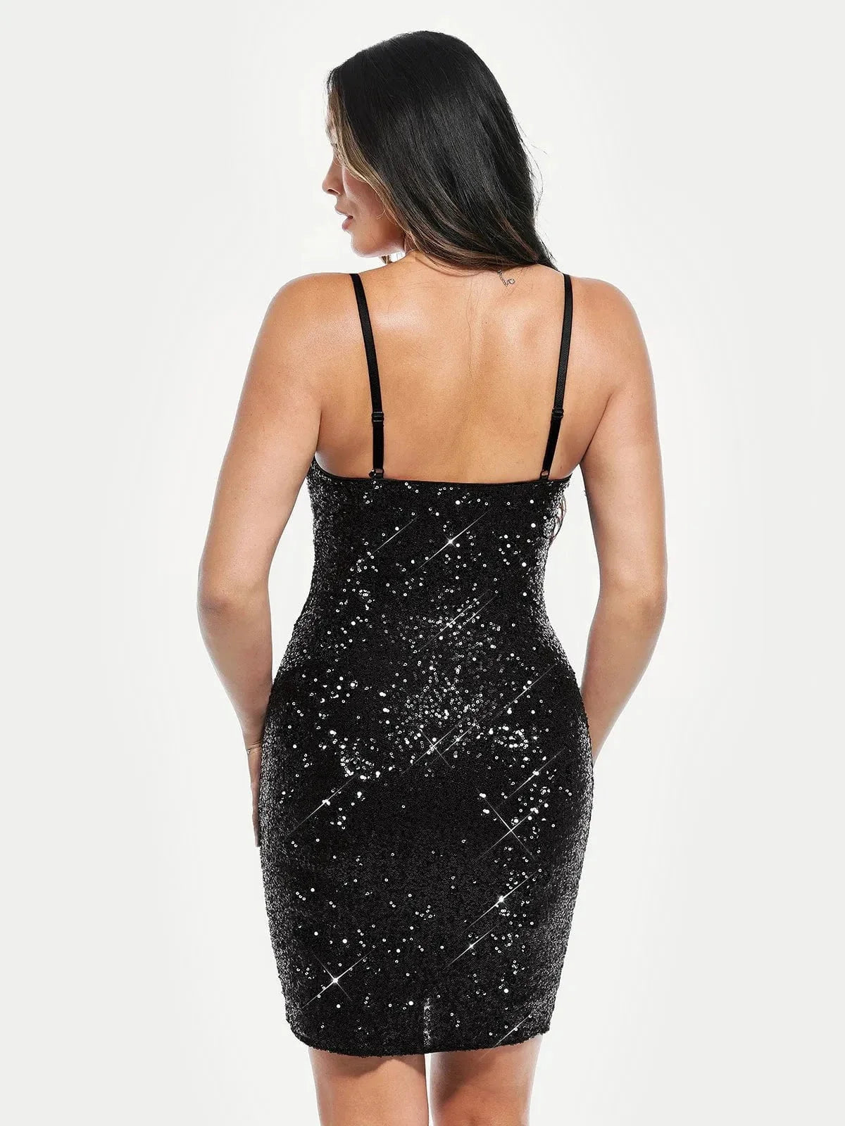 Sequin Cowl Neck Sculpting Mini Dress