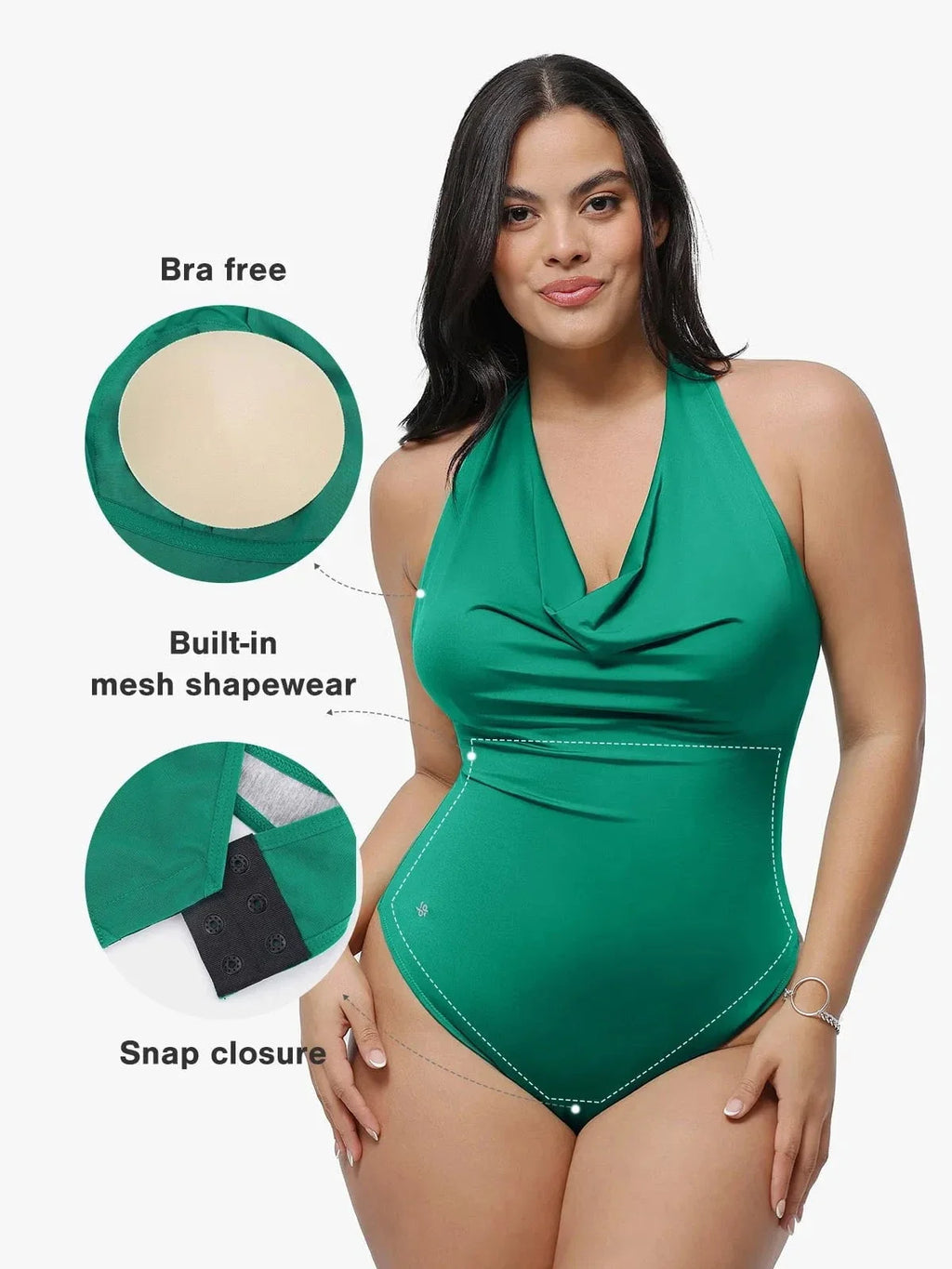 Shapewear Halter Cowl Neck Tummy Control Bodysuit