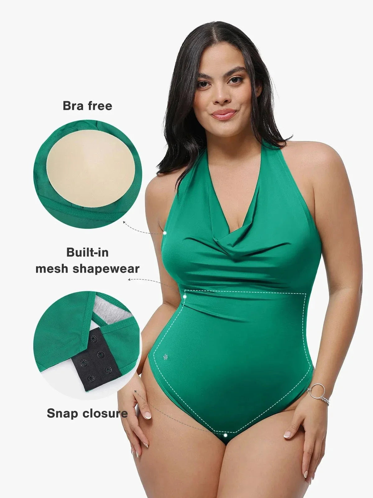 Shapewear Halter Cowl Neck Tummy Control Bodysuit