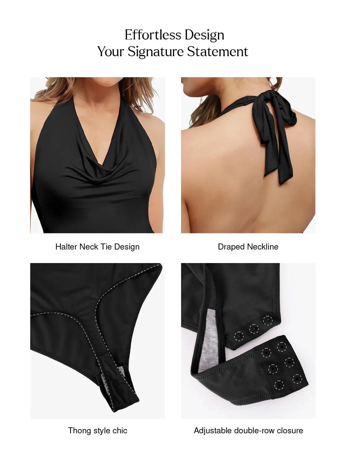 Shapewear Halter Cowl Neck Tummy Control Bodysuit