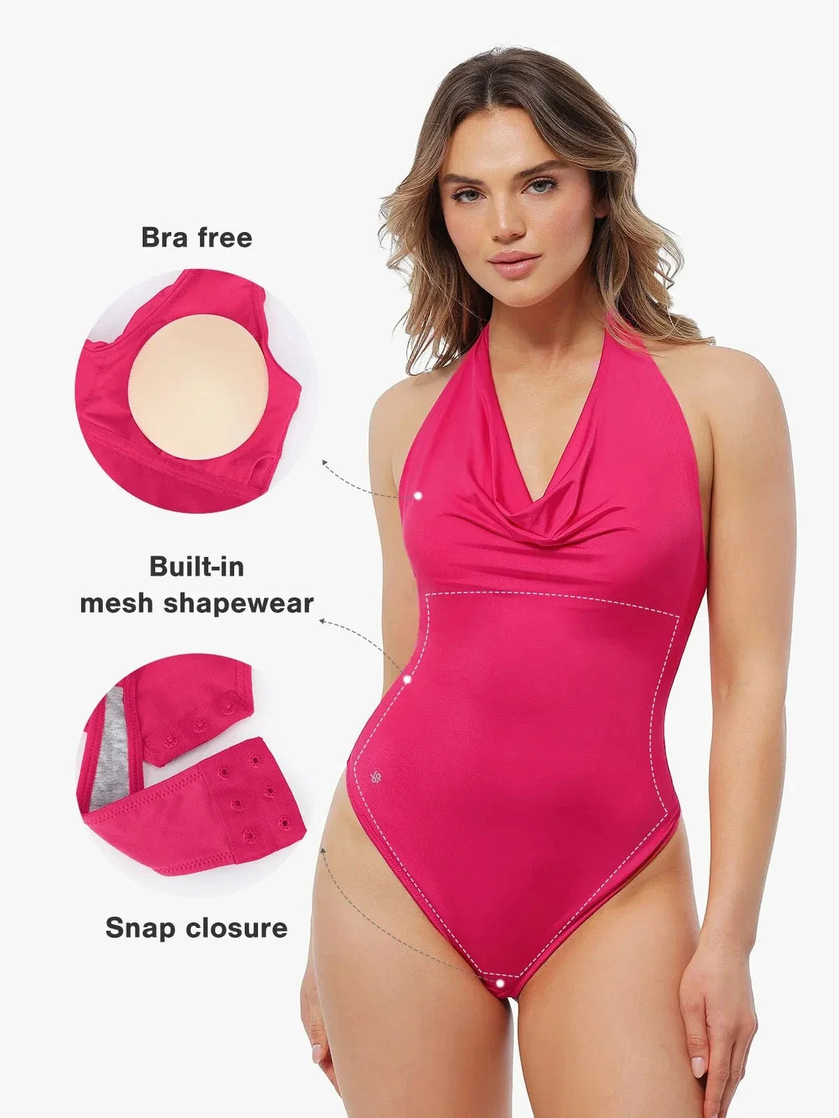 Shapewear Halter Cowl Neck Tummy Control Bodysuit