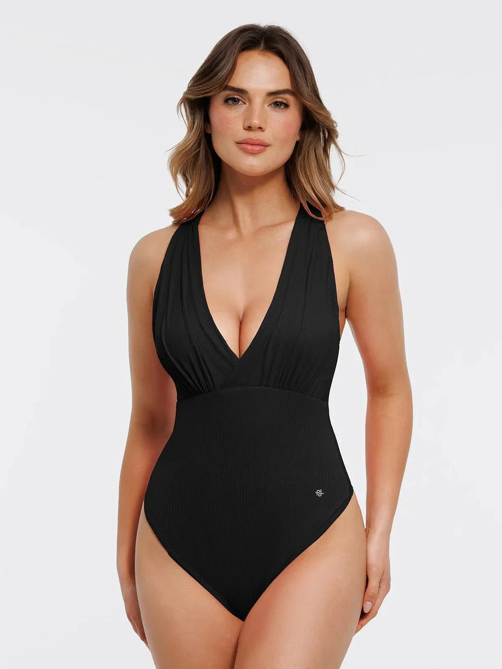Shapewear Cross-Front Draped Halter Sculpting Bodysuit