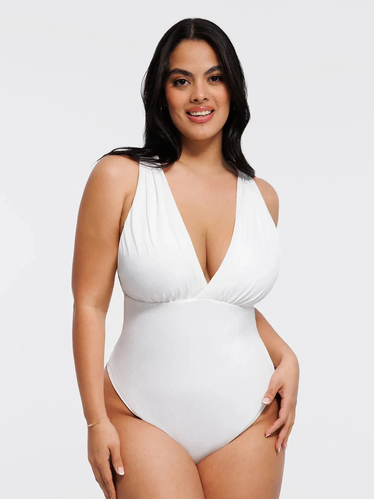 Shapewear Cross-Front Draped Halter Sculpting Bodysuit