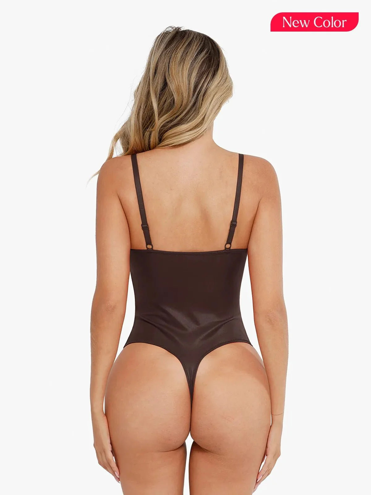 Shapewear Plunging V Faux Leather Sculpting Corset Bodysuit